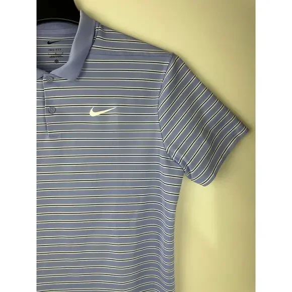 2 Nike Dri-Fit Men's Golf Polo Shirts Size Large Victory Stripe Green Blue Top - Picture 11 of 16